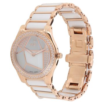 Xylys Quartz Analog Mother of Pearl Dial White Stainless Steel & Ceramic Strap Watch For Women