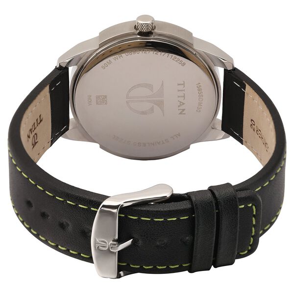 Buy Online Titan Analog Anthracite Dial Date Leather Strap watch
