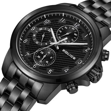 Police Multifunction Black Dial Black Metal Strap Watch For Men