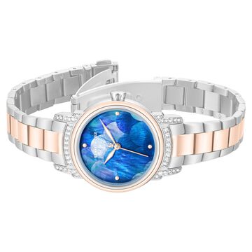 Kenneth Cole Quartz Analog Blue Mother of Pearl Dial Two Toned Stainless Steel Strap Watch For Women