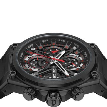 Police Multifunction Black Dial Silicone Strap Watch For Men