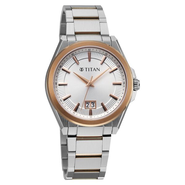 Titan Classique Big Date Analog with Silver Dial Dual Tone Stainless Steel Strap Watch for Men - image number 2