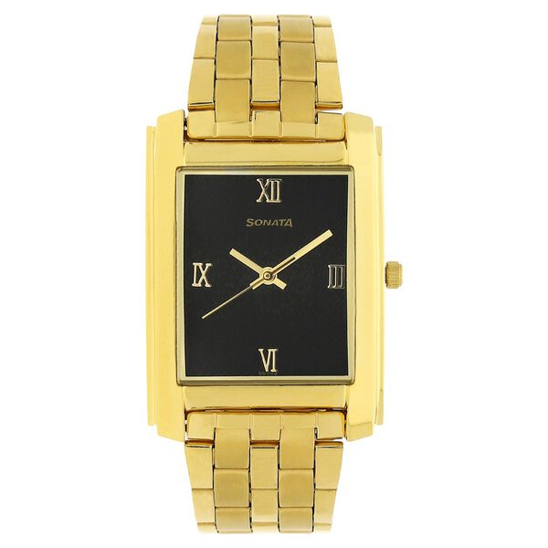 Sonata Quartz Analog Black Dial Stainless Steel Strap Watch for Men - image number 0