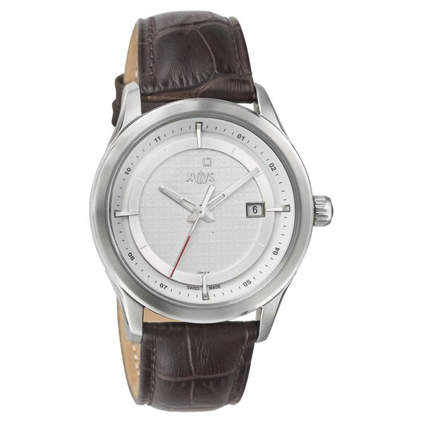 Xylys Swiss Quartz Analog with Date Brown Leather Strap Watch For Men With White Dial - image number 0