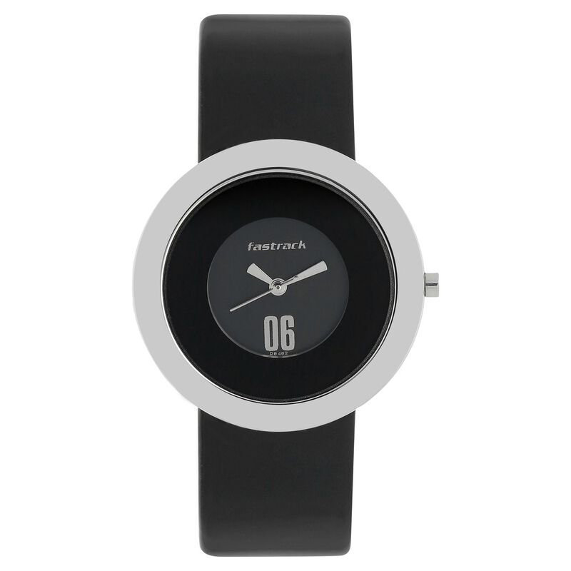 Fastrack Quartz Analog Black Dial Leather Strap Watch for Girls