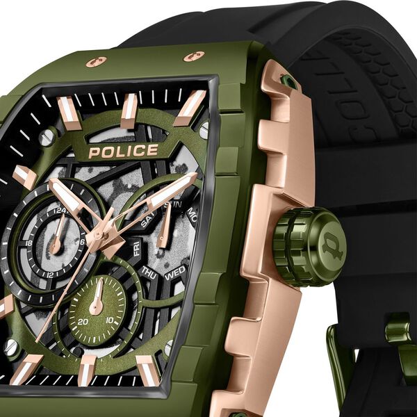 Police Quartz Multifunction Black Dial Black Colour Silicone Strap Watch For Men - image number 3