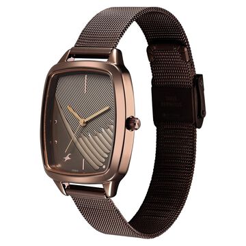 Fastrack Wild Quartz Analog Brown Dial Brown Stainless Steel Strap Watch For Girls