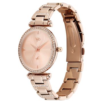 Vyb Diva By Fastrack Quartz Analog Rose Gold Dial Rose Gold Metal Strap Watch For Girls