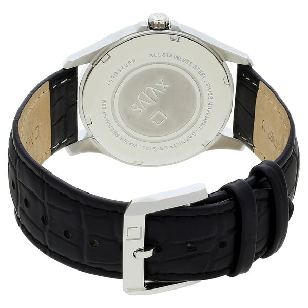 Xylys Swiss Analog with Date Black Leather Strap and Black Dial Watch For Men - image number 4