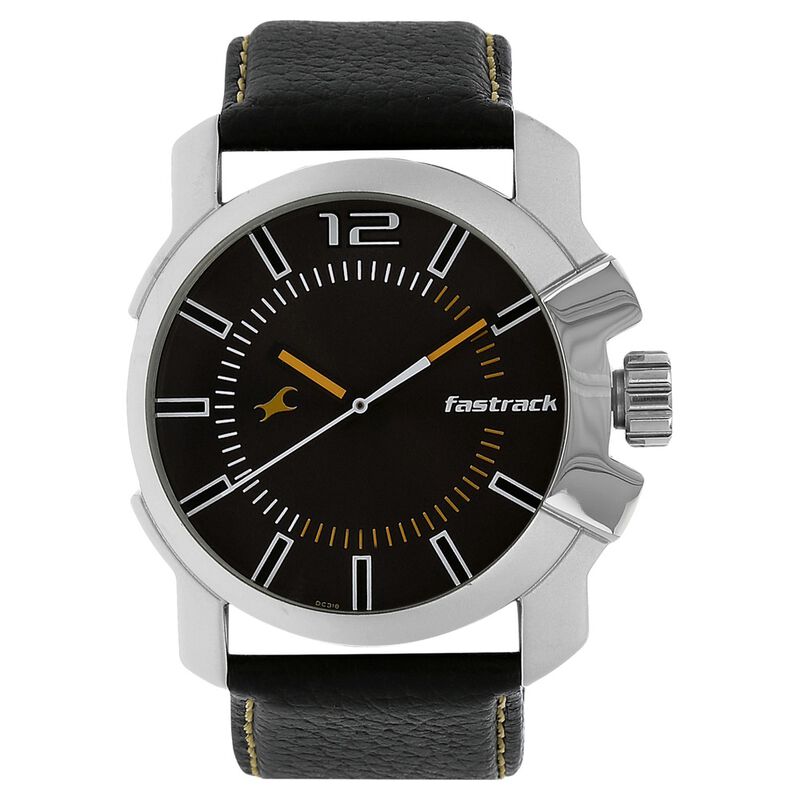 Fastrack Quartz Analog Grey Dial Leather Strap Watch for Guys