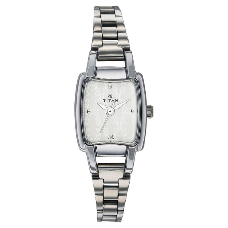 Titan Quartz Analog Silver Dial Watch for Women