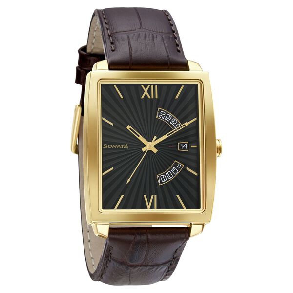 Sonata Quartz Analog with Date Leather Strap Watch for Men - image number 0