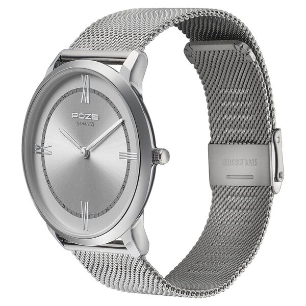 Sonata Poze Quartz Analog Silver dial Metal Strap Watch for Men - image number 2