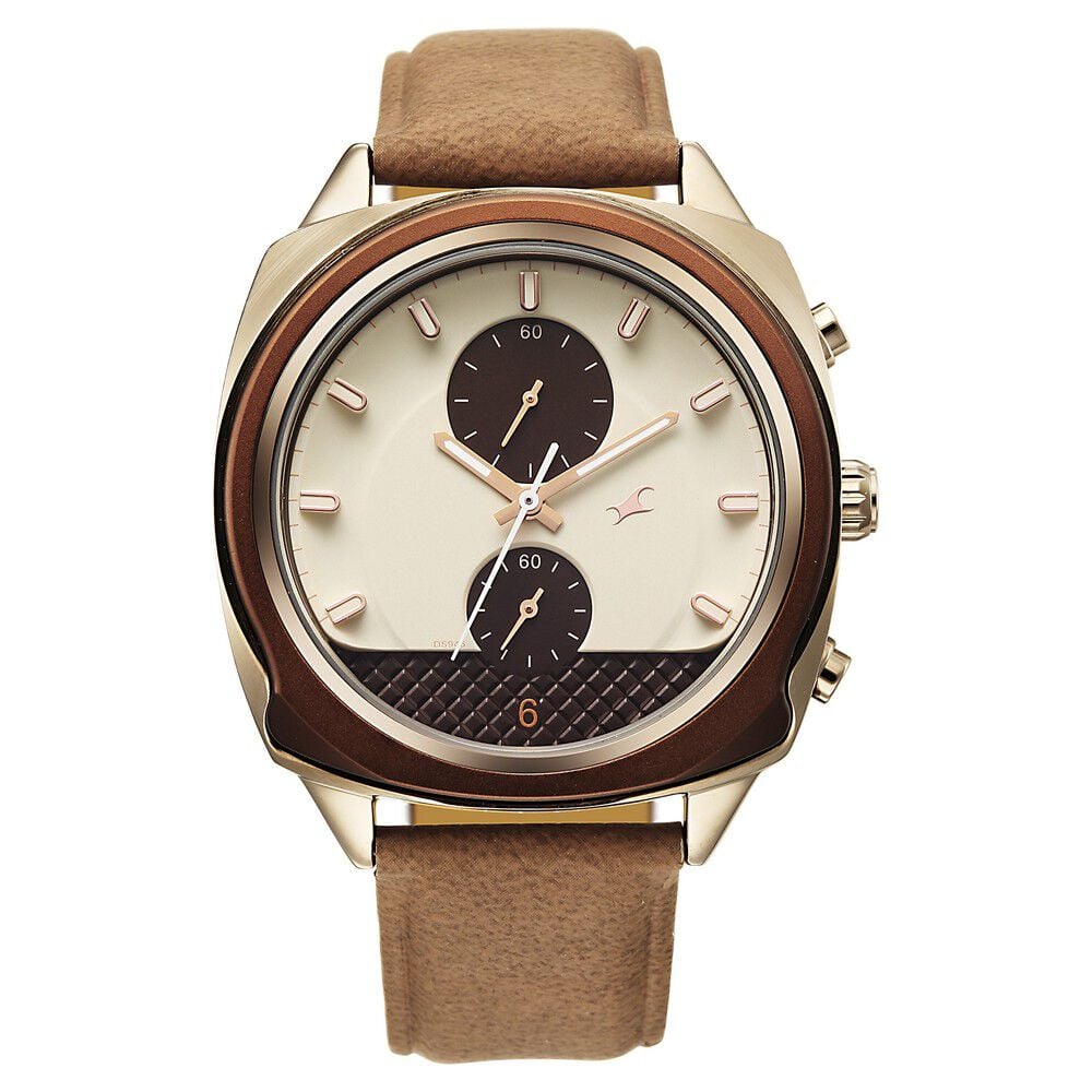 Fastrack Gelato Brown chronograph watch with Cookies n Cream dial for Guys-image-35
