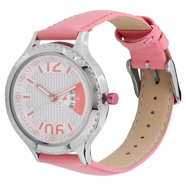 Fastrack Loopholes Quartz Analog with Date White Dial Leather Strap Watch for Girls - image number 1
