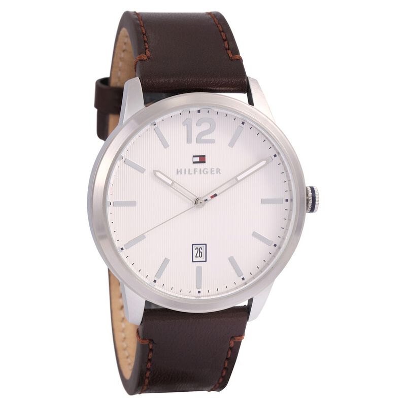 Tommy Hilfiger Quartz Analog with Date Silver Dial Leather Strap Watch for Men - image number 1