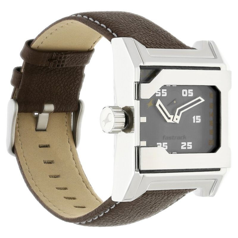 Buy Online Fastrack Quartz Analog Grey Dial Leather Strap Watch for ...