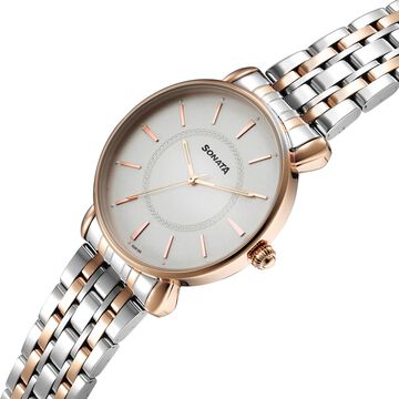 Sonata Wedding Quartz Analog Off White Dial Stainless Steel Strap Watch For Women