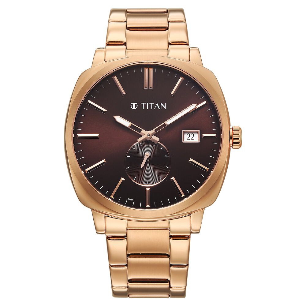 Titan Classique Suave Analog with Brown Dial Rose Gold Stainless Steel Strap Watch for Men-image-49