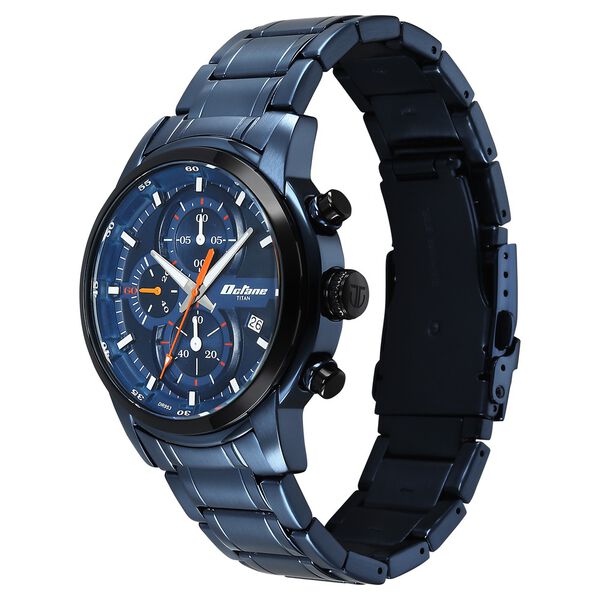 Titan Octane Primal Quartz Chronograph Blue Dial Blue Stainless Steel Strap Watch For Men - image number 4