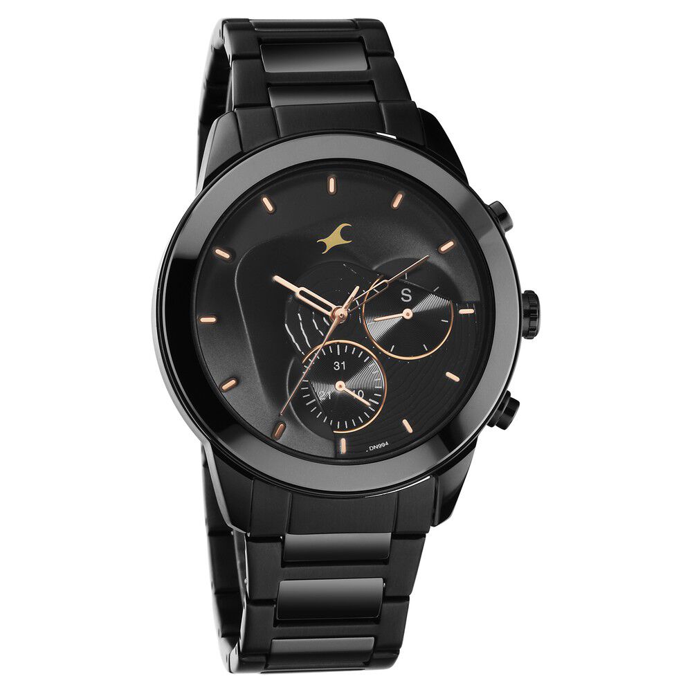 Buy Online Fastrack Cerame Quartz Multifunction Black Dial Steel Ceramic Strap Watch for Guys 3304nd01 Titan