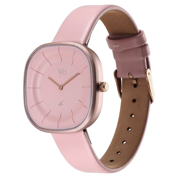 Fastrack Vyb Successor Quartz Analog Pink Dial Leather Strap Watch For Girls - image number 3
