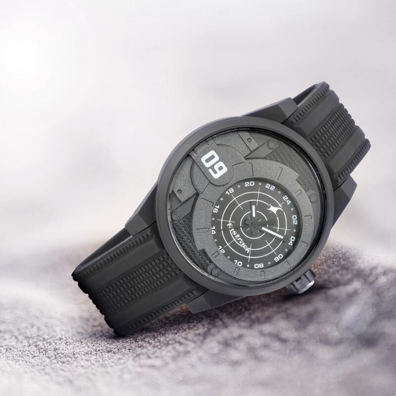 Fastrack Trendies Quartz Analog Black Dial Silicone Strap Watch for Guys