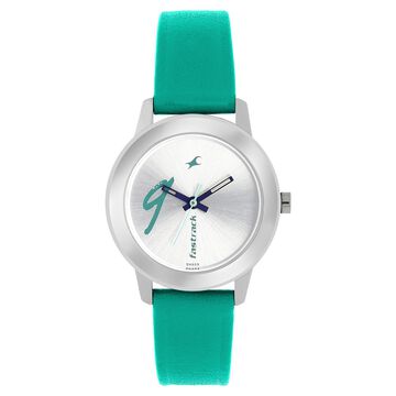 Fastrack Tropical Waters Quartz Analog White Dial Leather Strap Watch for Girls