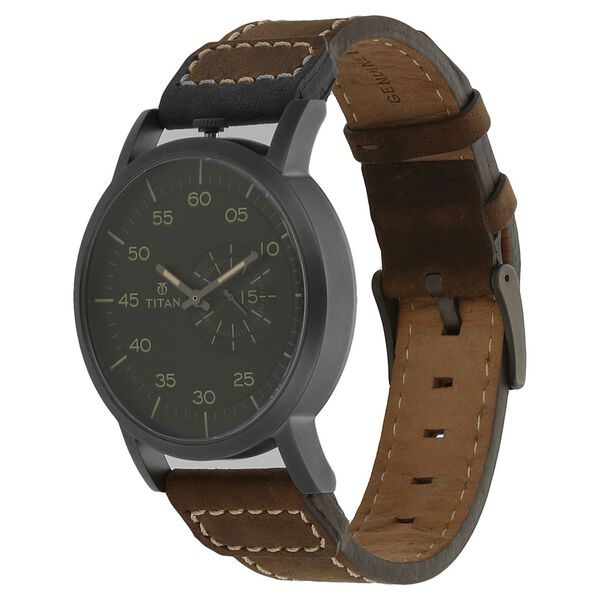 Titan Quartz Analog Black Dial Leather Strap Watch for Men - image number 1