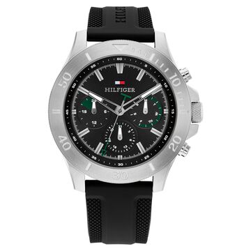 Tommy Hilfiger Quartz Multifunction Black Dial Black Silicone Strap Watch for Men
