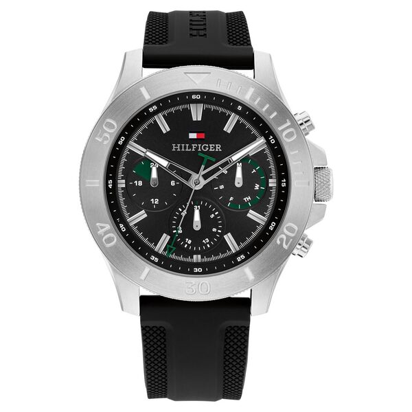 Tommy Hilfiger Quartz Multifunction Black Dial Black Silicone Strap Watch for Men - image number 0