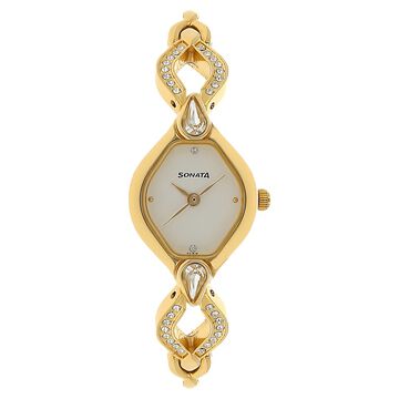 Sonata Quartz Analog White Dial Metal Strap Watch for Women
