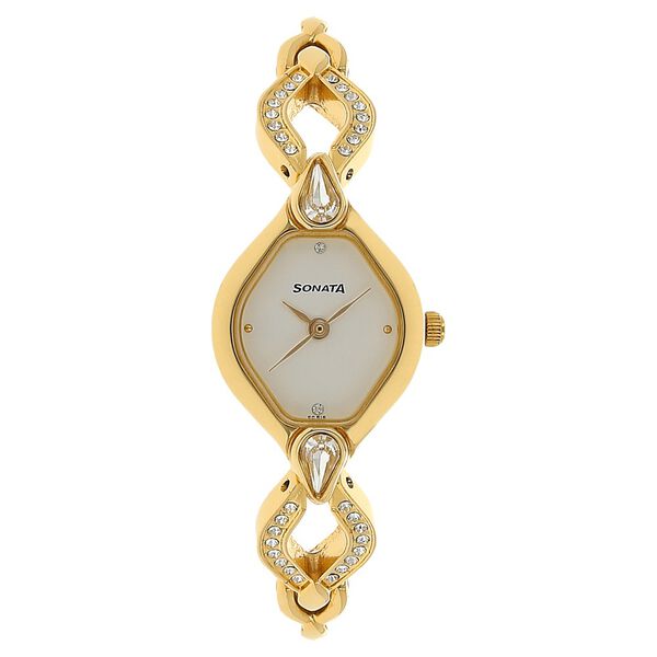 Sonata Quartz Analog White Dial Metal Strap Watch for Women - image number 0