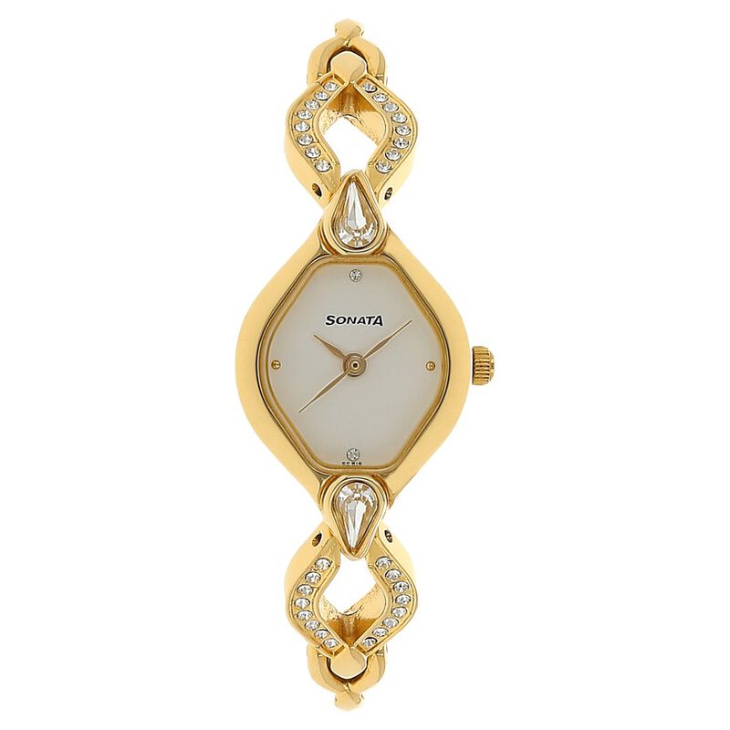 Sonata Quartz Analog White Dial Metal Strap Watch for Women - image number 0