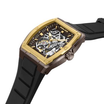 Police Automatic With Self Winding Automatic With Self Winding Black Dial Silicone Strap Watch For Men