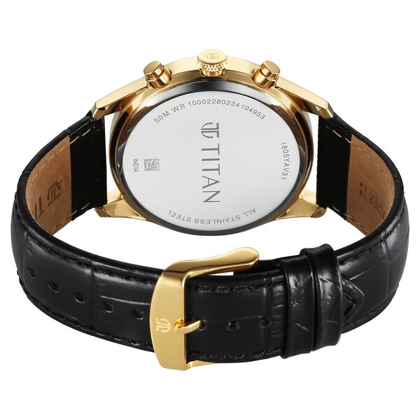 Titan Regalia Opulent Quartz Analog with Day and Date Red Dial Black Leather Strap Watch for Men - image number 4