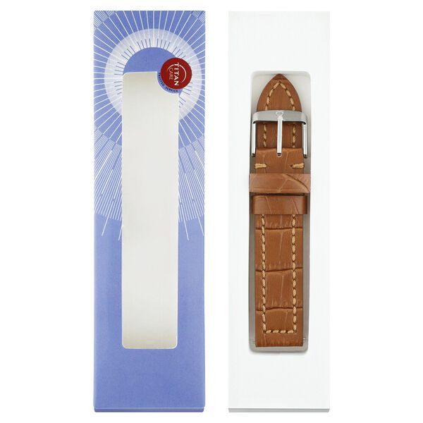 20 mm Tan Genuine Leather Strap for Men - image number 5