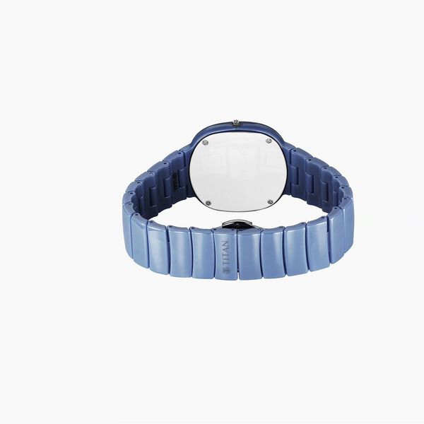 Titan Edge Squircle Quartz Analog Blue Dial Blue Ceramic Strap Watch For Women - image number 2