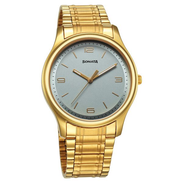 Sonata Traditional Essentials Quartz Analog Blue Dial Stainless Steel Strap Watch for Men - image number 0