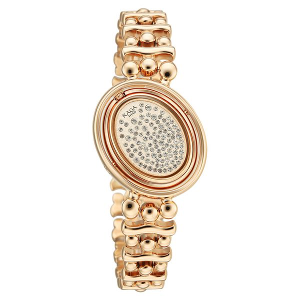 Titan Raga Glimmers Quartz Analog Mother of Pearl Dial Rose Gold Metal Strap Watch For Women - image number 2