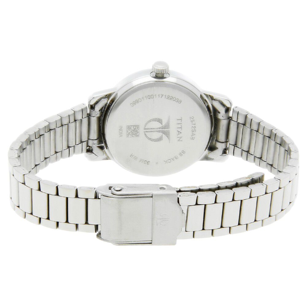Buy Online Titan Karishma White Dial Women Watch With Stainless Steel Strap np2572sm01 Titan
