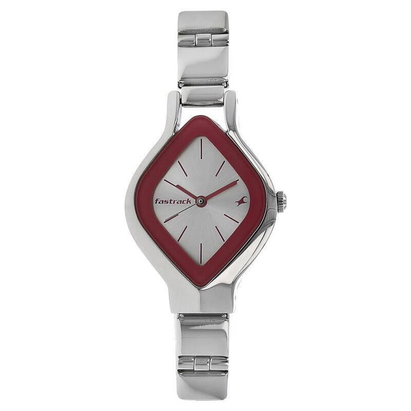 Fastrack Quartz Analog Silver Dial Stainless Steel Strap Watch for Girls