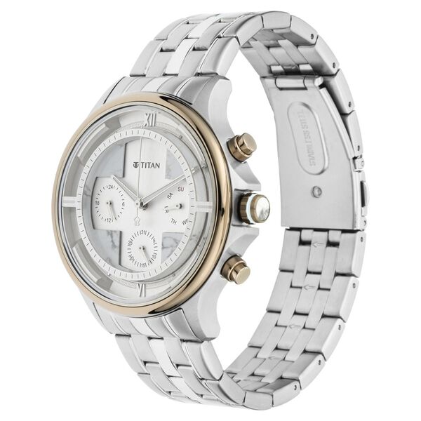 Titan Grandmaster White Dial Quartz Multifunction Stainless Steel Strap watch for Men - image number 3