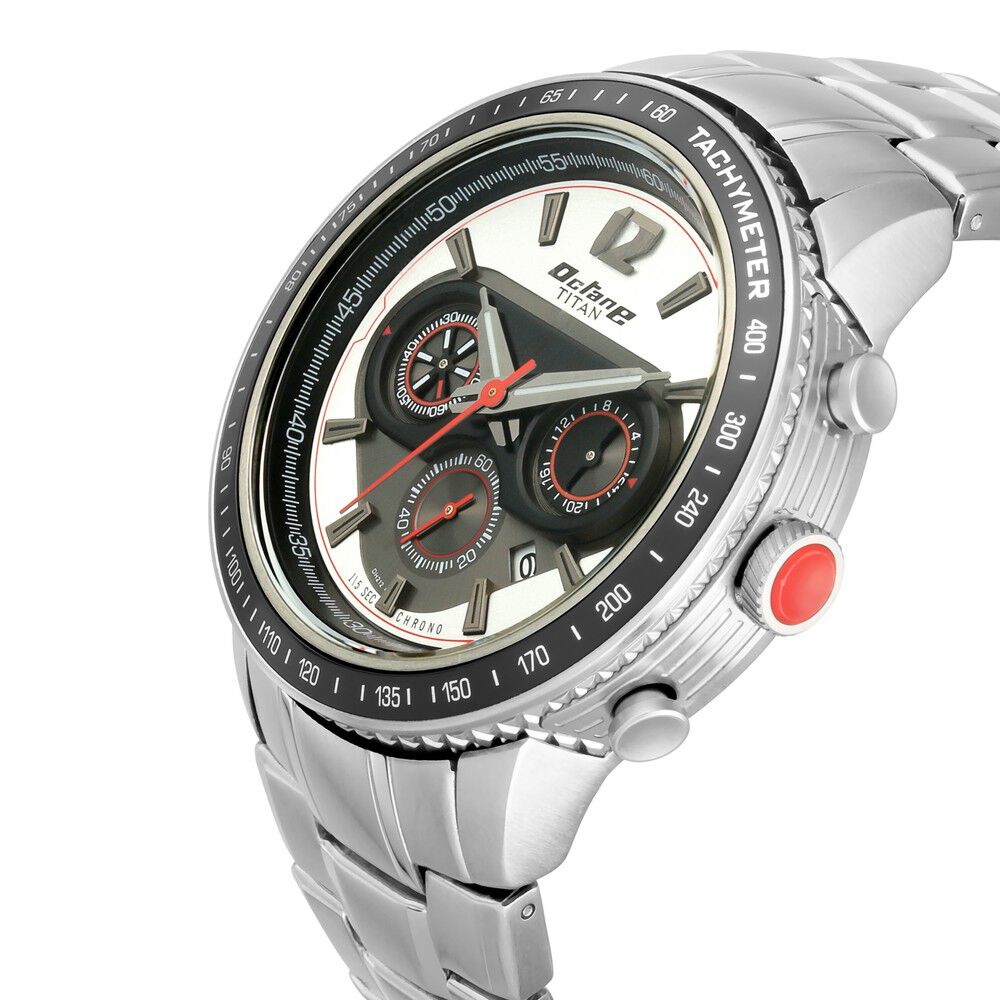 Buy Online Titan Octane Silver Dial Chronograph Metal Strap watch