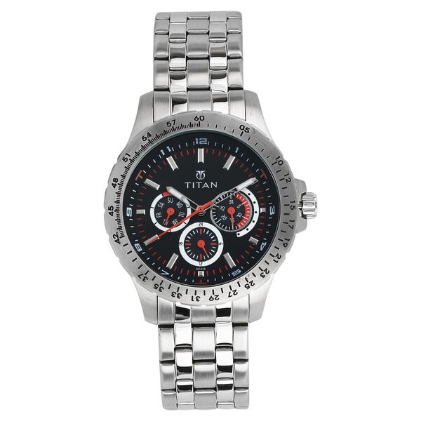 Titan Octane Black Dial Quartz Multifunction Metal Strap watch for Men - image number 0