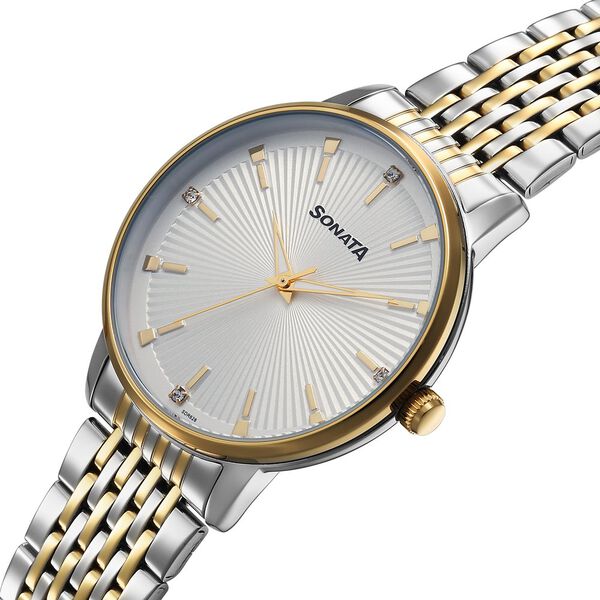 Sonata Eternia Quartz Analog White Dial Metal Strap Watch For Men - image number 2