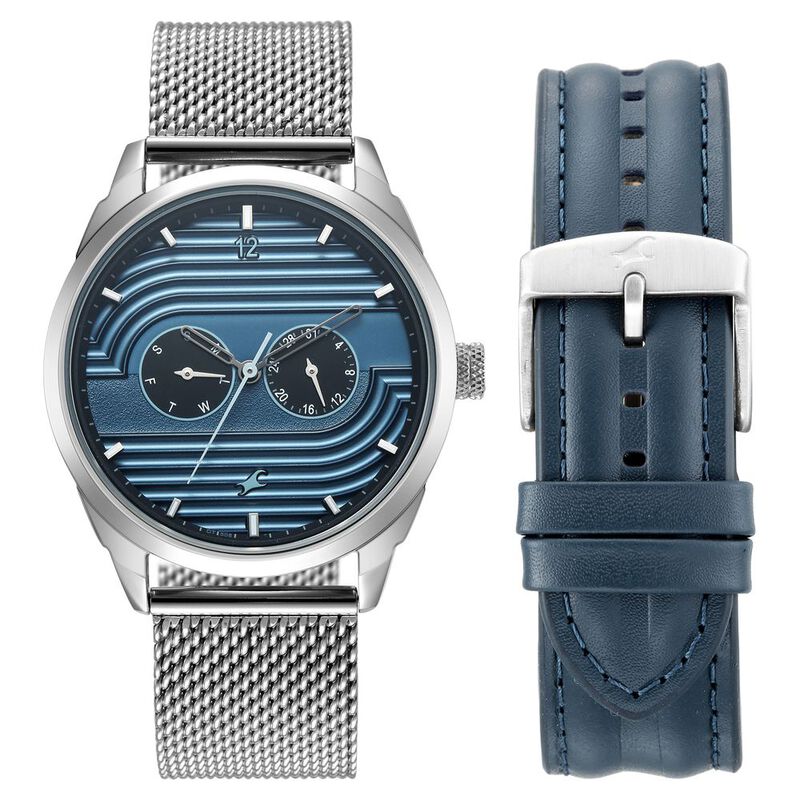 Fastrack 2X Edit Slate Blue Dial Interchangeable Strap Watch for Guys