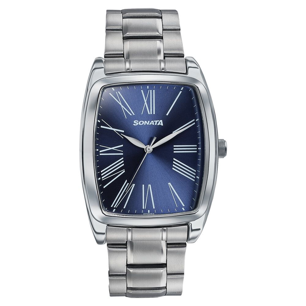 Sonata Ascent Blue Tonneau Watch with Metal Bracelet-image-40