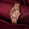 Sonata Poze Quartz Analog Silver Round Dial Silver Mesh Strap Watch For Women