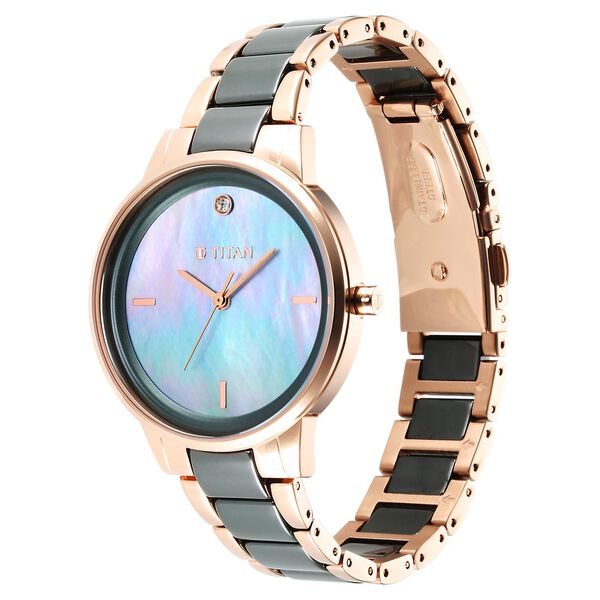 Titan Purple Ceramics Green Dial Analog Steel and Ceramic Strap watch for Women - image number 2